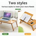 thumbnail image 3 of Adjustable Overbed Bedside Table with Laptop Tray Desk Cart Collapsible Bamboo Portable Folding Desk, 3 of 9