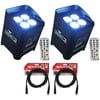 (2) Chauvet DJ Freedom Par Hex 4 Wireless LED PAR Wash Up Lights+(2) DMX Cables