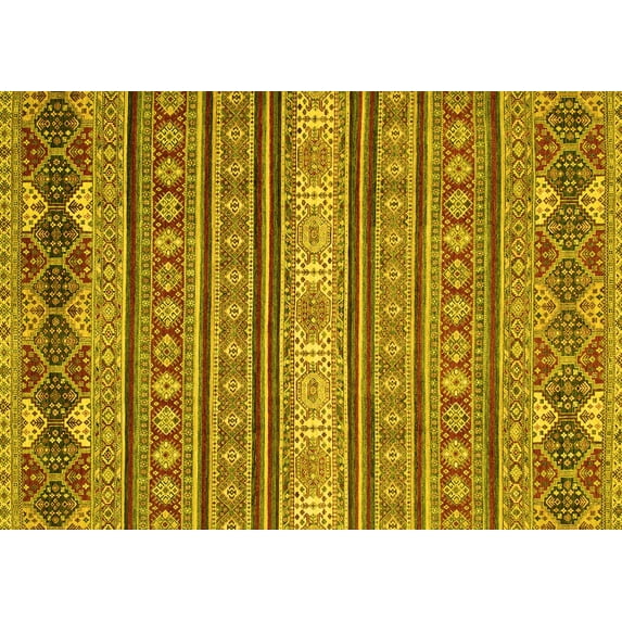Ahgly Company Indoor Rectangle Oriental Yellow Modern Area Rugs, 3' x 5'