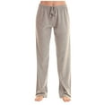 thumbnail image 1 of Timegard Pants for Women Elastic Waisted Drawstring Straight Leg Solid Color Comfy Casual Loose Trousers, 1 of 6