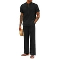 thumbnail image 6 of COOFANDY Men Linen Sets Outfits 2 Piece Casual Henley Shirts Casual Yoga Pants Set Hawaiian Beach Outfit, 6 of 9