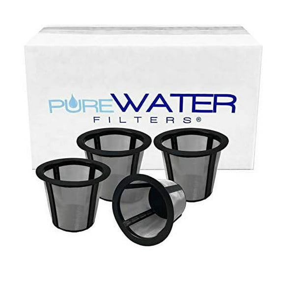 PureWater Filters Reusable Coffee Filter Baskets for Old Keurig My K Cup, Gray, 4 Count
