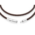 thumbnail image 4 of Miabella Genuine Italian Double Wrap Braided Leather Bracelet for Men Women, Stainless Steel Clasp, Made in Italy (Brown, Large - 9" Length), 4 of 6