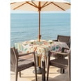 thumbnail image 4 of Square Outdoor Tablecloth with Umbrella Hole Beige Boho Outside Table Cloth Waterproof Patio Table Cover Retro Ethnic Shabby Colorful Floral Patterned Zipper Tablecloths for Picnic Camping 60x60 Inch, 4 of 8