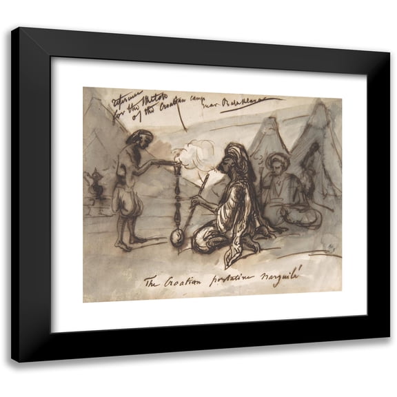 Constantin Guys 14x12 Black Modern Framed Museum Art Print Titled - The Croatian Potentate Narguile (1817-92)