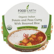 Food Earth-ORGANIC Ready to Eat Indian Meals (6-Pack)-Organic Indian Potato & Peas Curry with Steamed Rice –10.58oz Microwavable Tray, Non-GMO, Dairy Free, Gluten Free & Vegetarian Meal in 90 Seconds