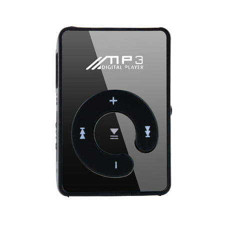 Mini Mp3 Player Mirror Clip USB Digital Mp3 Music Player Support SD TF Card Black