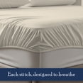 thumbnail image 5 of Color Sense 100% Cotton Percale Single Fitted Bedsheet Cool & Crisp King Ivory, 5 of 14