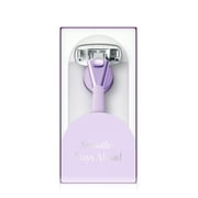 Athena Club 5-Blade Womens Razor Kit - 1 Handle, 2 Blade Refills, Magnetic Hook - Lilac