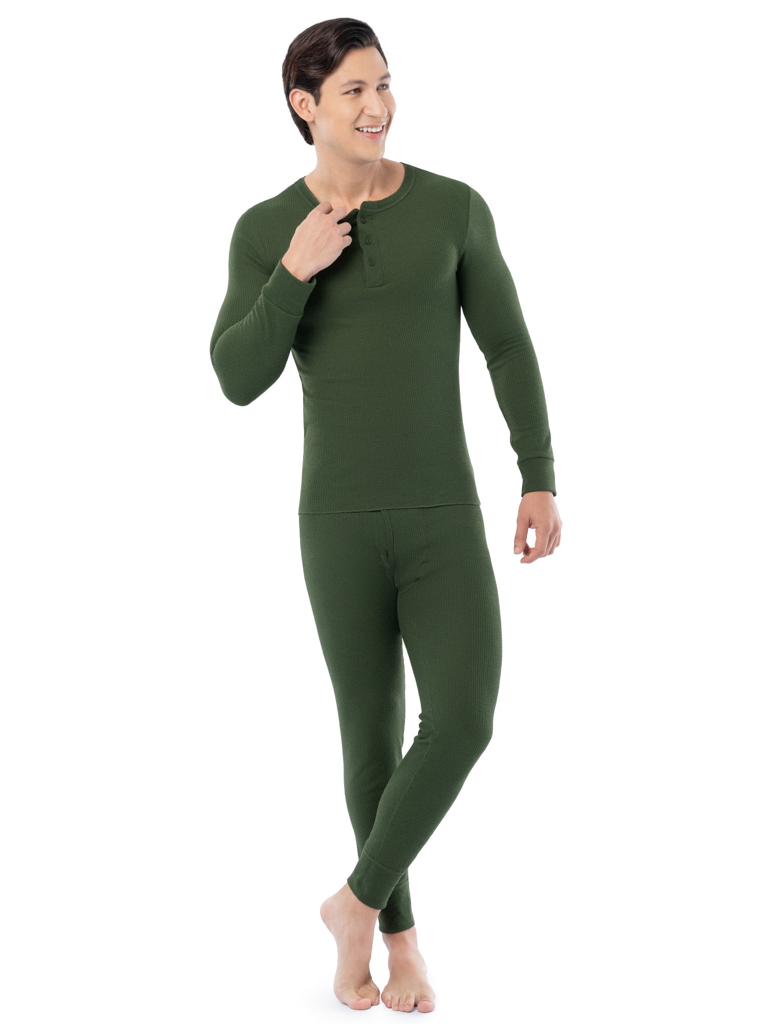 Fruit of the Loom Men's Thermal Waffle Underwear Henley Top, Sizes S-5XL