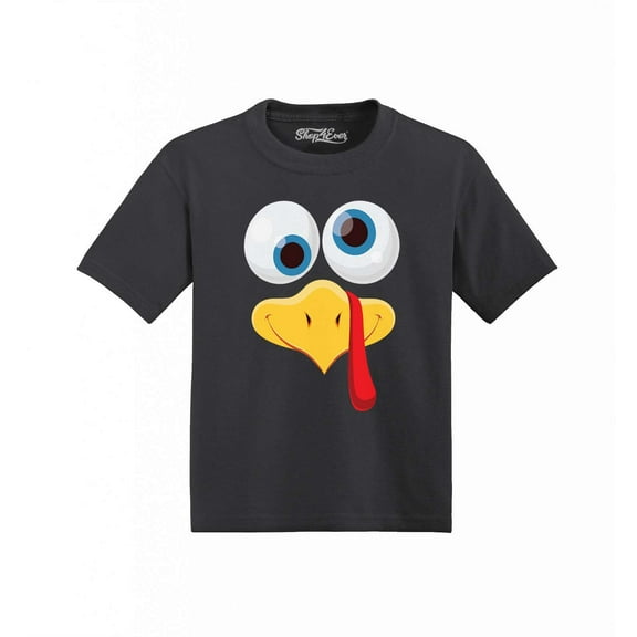 Shop4Ever Silly Eye Turkey Face Thanksgiving Toddler's Cotton T-Shirt 2T Black