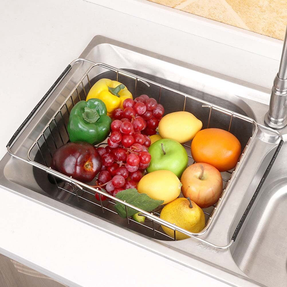 HOMOBABE 1Pack Stainless Steel Sink Strainer Basket Rustproof Dish Drain Rack with Quick Drying Feature for Kitchen