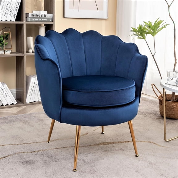 US Pride Furniture Cavett 28.3" Wide Velvet Accent Chair with Metal Legs Navy Blue
