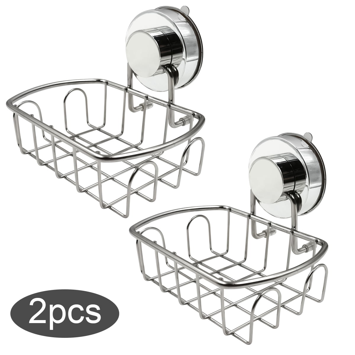 2 Pack Vacuum Suction Cup Shower Soap Dish Strong Rustproof Stainless