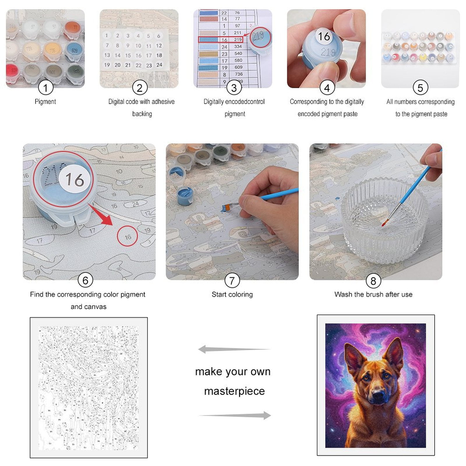 Paint By Numbers Kit for Adults Beginner - DIY Dog Cosmic Swirl Art Canvas Painting Kits for Adults, Frameless Paint By Number for Adults for Home Wall Decor 16x20 Inch