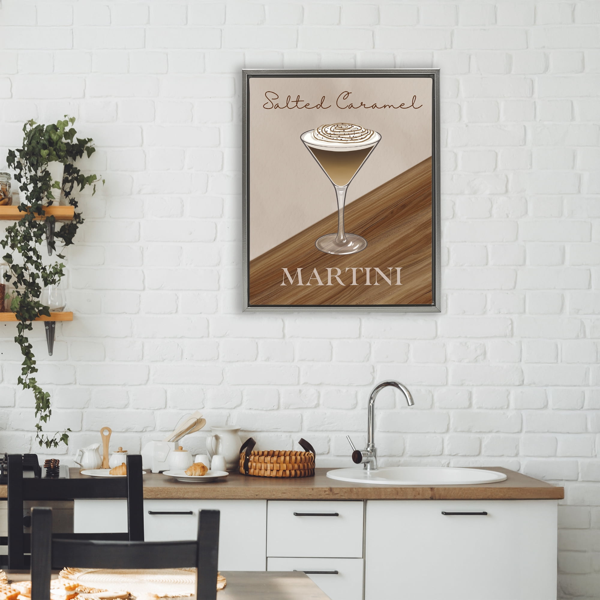 Stupell Industries Salted Caramel Martini Gray Framed Floater Canvas Wall Art, design by Marcus Prime