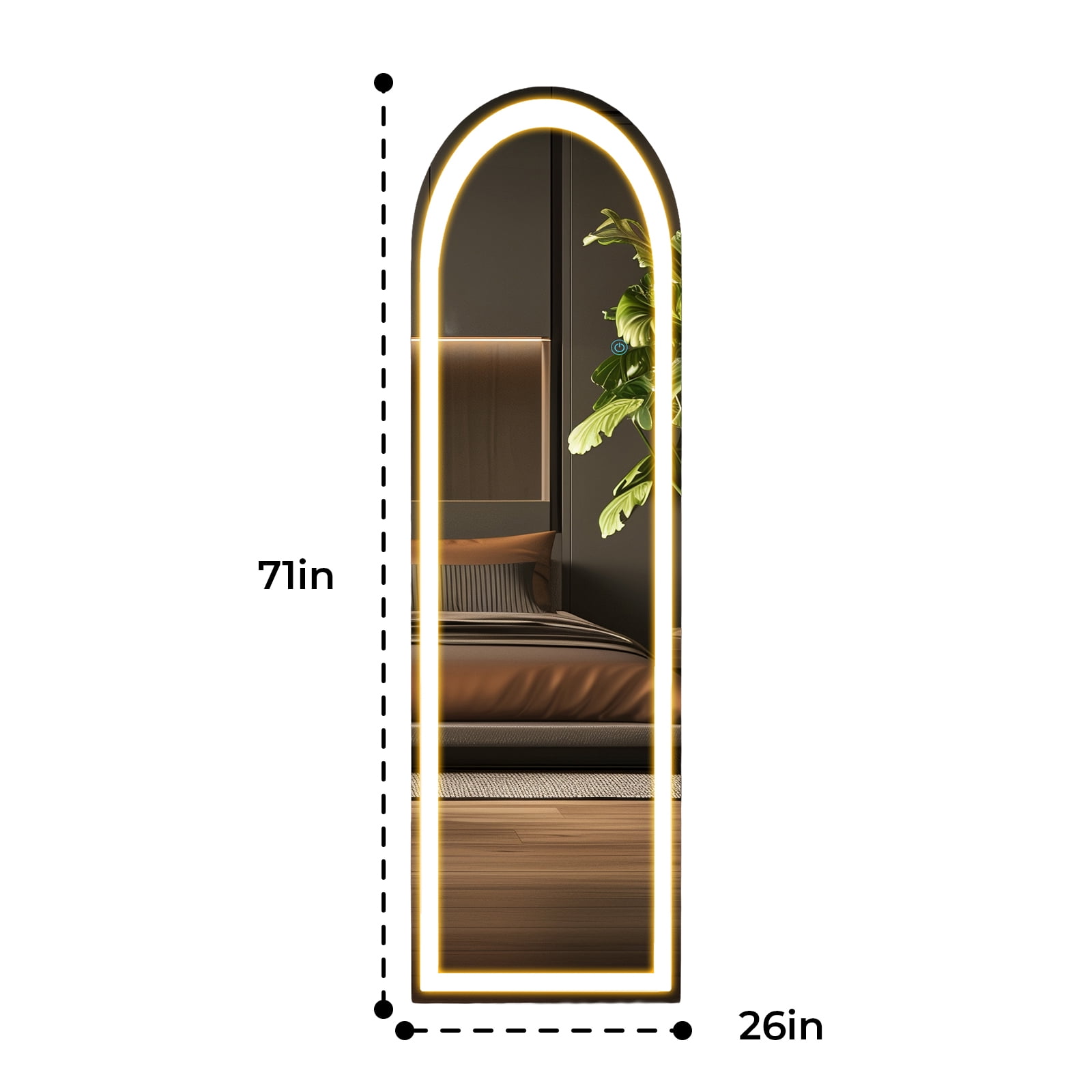 Alvantor LED Full Length Mirror with Dimming & 3 Color Lighting, Variety of Sizes