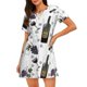 thumbnail image 1 of Easygdp Wine Bottles And Grapes Camisón de manga corta para mujer, informal, estampado, 1 of 6