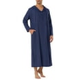thumbnail image 2 of INSPIRE CHIC Men's Nightshirt Long Sleeves Hooded Loungewear Nightgown Pajamas M Navy Blue, 2 of 6