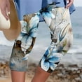 thumbnail image 2 of Kvture Capri Leggings for Women Yoga Workout Floral Print Pants Tummy Control Beach Cropped Trousers Lightweight Trousers Blue L, 2 of 6