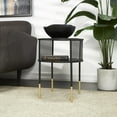 thumbnail image 2 of DecMode 17" x 21" Black Metal Open Grid Frame Geometric Accent Table with Gold Legs, 1-Piece, 2 of 11