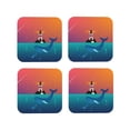 thumbnail image 2 of Balery 4 Pcs Lighthouse And Whaleleather Coasters Set, Drink Table Cup Coasters For Living Room Kitchen Coffee Decor, 2 of 9