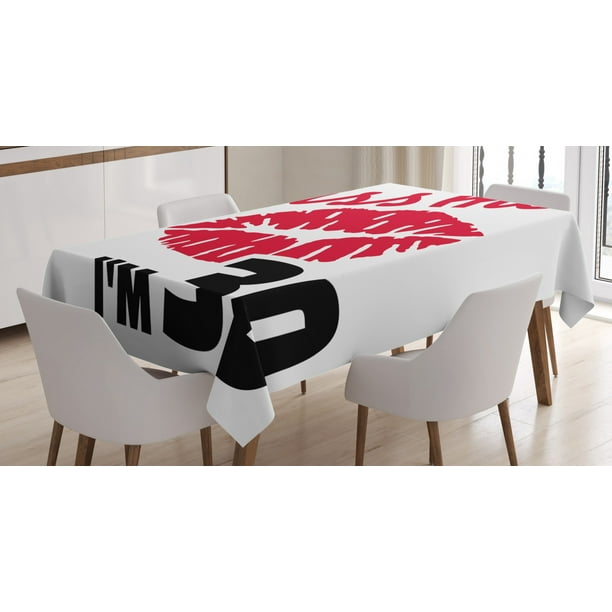 30th Birthday Decorations Tablecloth Kiss Me I M 30 Slogan Sexy Lips Hand Writing Stencil Art Rectangular Table Cover For Dining Room Kitchen 60 X 84 Inches Red Black White By Ambesonne