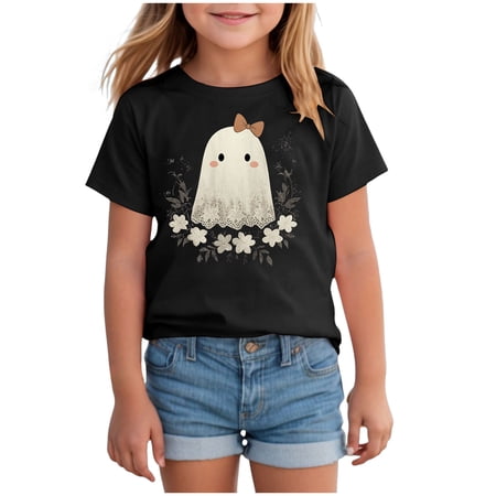 Staki Kids Halloween Shirts Girls Toddler Baby Girl Halloween Shirt Season Short Sleeve Tee Top Kid Fall Clothes 1-14Y 18-24 Months