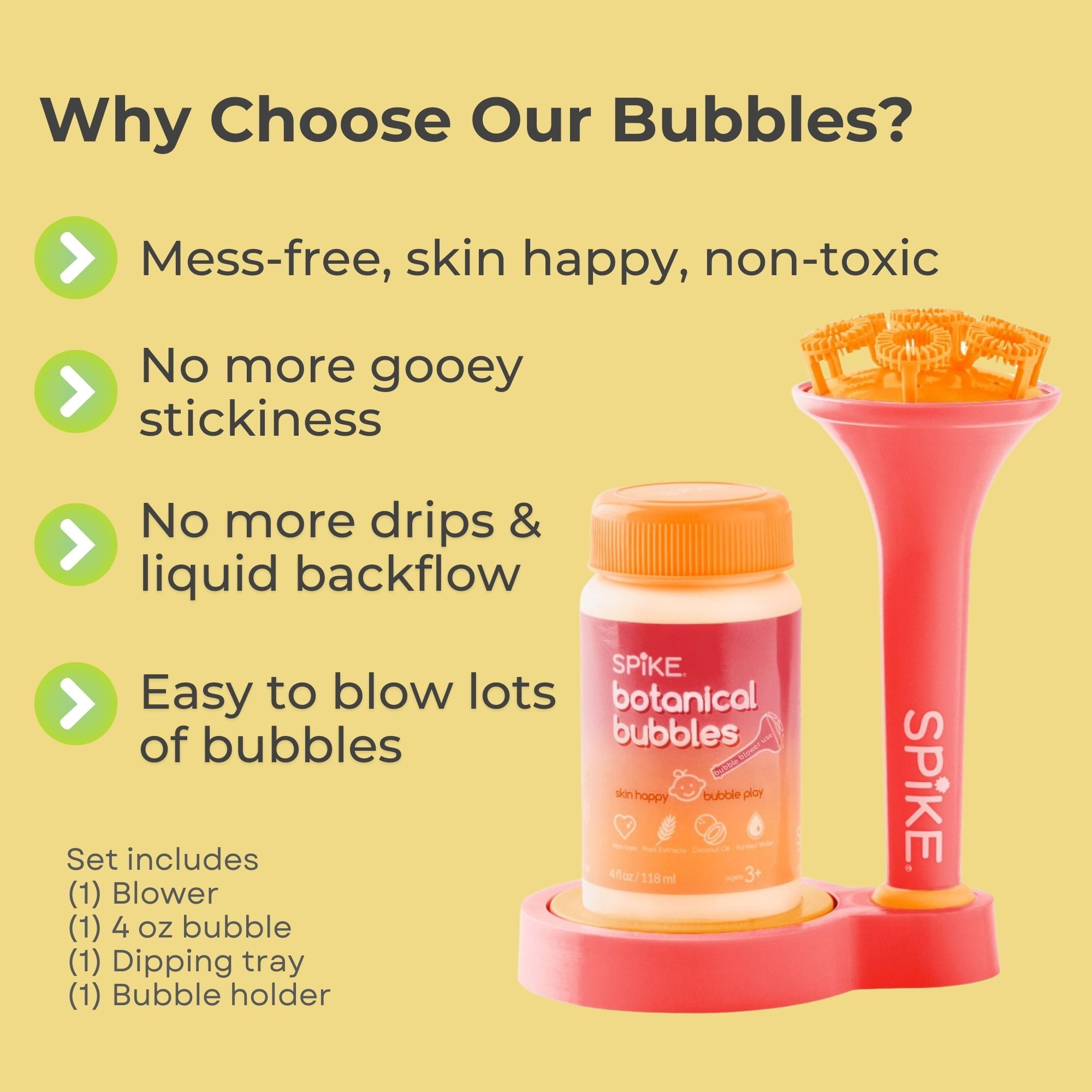 Innobaby Spike Bubble Blower with Mess Free Botanical Bubbles and Dipping Tray - Pink Color