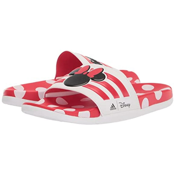 Women's Adilette Comfort Slides Sandal, White/Ray Red/Core Black, 7