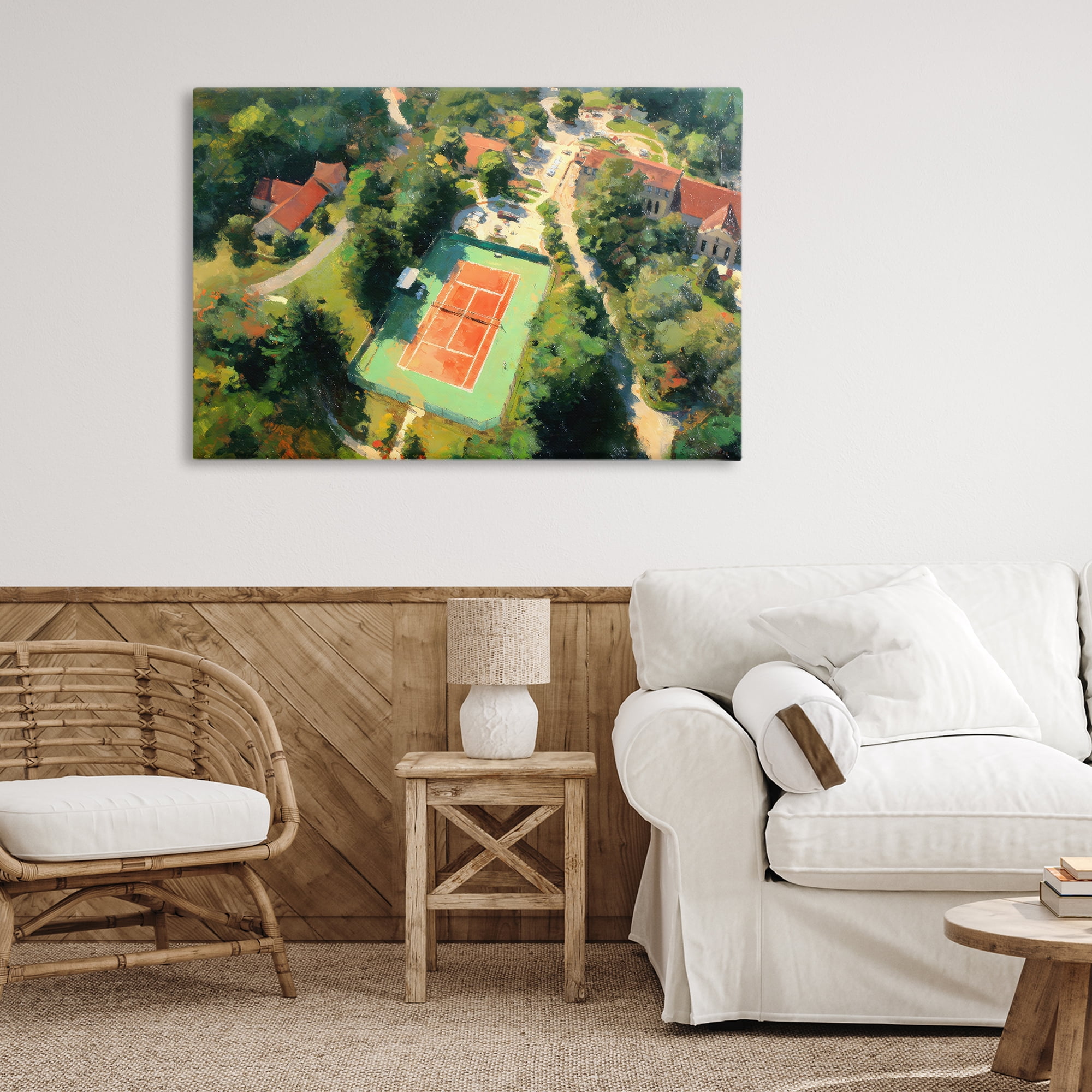 Stupell Industries Aerial Tennis Court Park Canvas Wall Art, design by Petal Prints Design