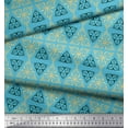 thumbnail image 3 of Soimoi Blue Cotton Duck Fabric Triangle Art Geometric Printed Fabric 1 Yard 42 Inch Wide, 3 of 3
