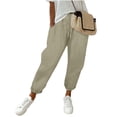 thumbnail image 2 of QSXADF Women's High Waist Pants Casual Straight Leg Pants Stretch Straight Leg Pants with Drawstring Elastic Waistband for Daily Comfortable Summer Women's Casual Long Trousers, 2 of 6