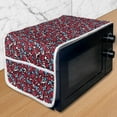 thumbnail image 1 of Skull Microwave Oven Cover, Smiling Red Skulls with Hearts Moons and Dots Pattern on Black Backdrop Illustration, Water Resistant Organizer with Pockets Kitchen, 36" x 12", Multicolor, by Ambesonne, 1 of 1