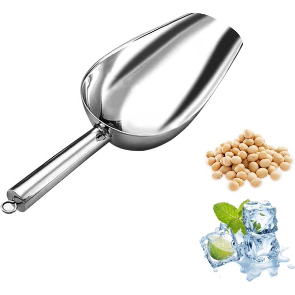Metal Ice Scoop 3 Oz, Small Stainless Steel Ice scooper for Ice Maker Ice Bucket Kitchen Freezer Bar Party Wedding, Heavy Duty Ice Cube Scooper, Food Scoops, Dishwasher Safe, Silver, BBB-3 OZ