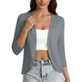 thumbnail image 6 of COMVALUE Women's 3/4 Sleeve Open Front Cardigan V-Neck Knit Cropped Bolero Shrug Sweater for Women Grey for Size XL, 6 of 9