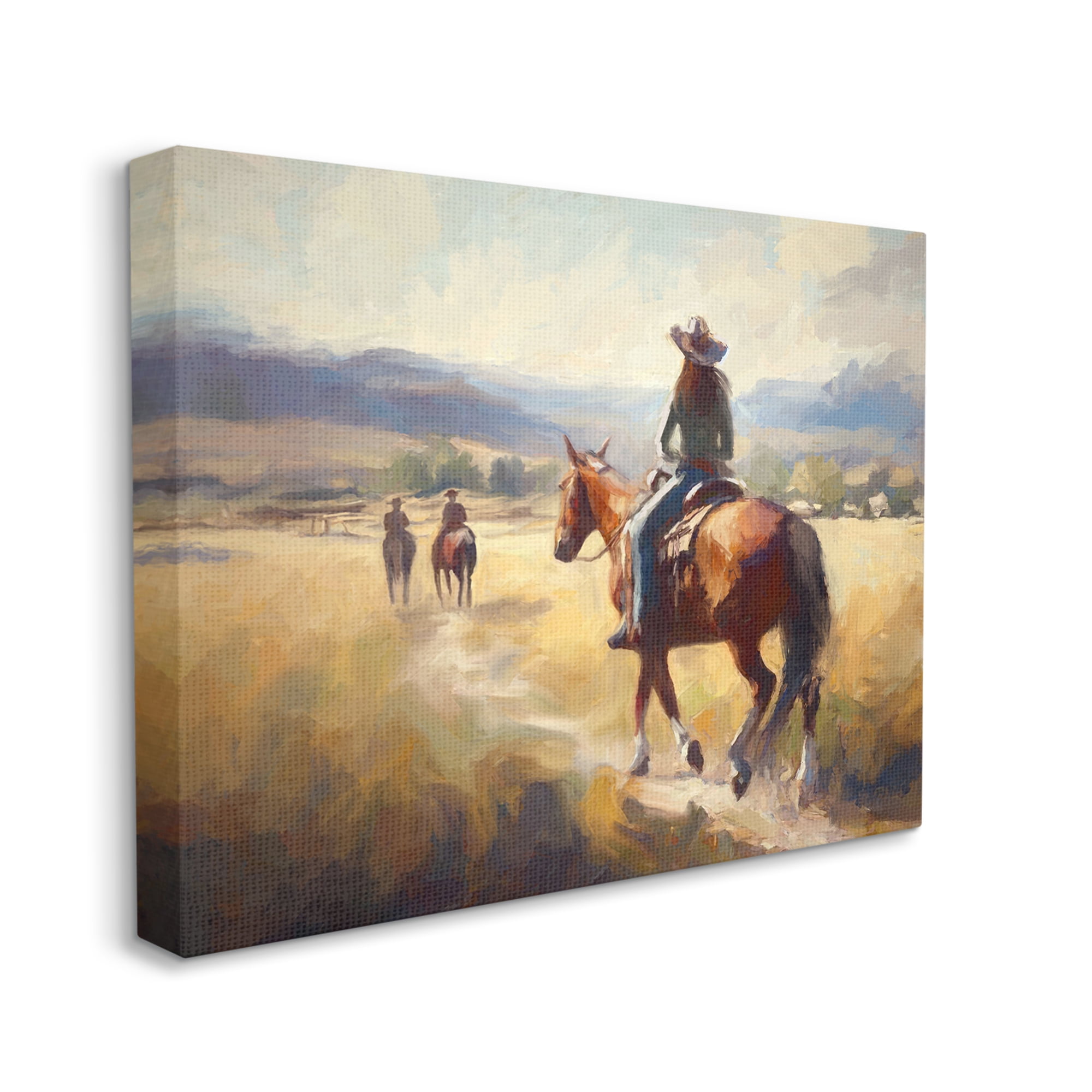 Stupell Industries Equestrian Horse Riding Scene Landscape Painting Gallery Wrapped Canvas Art Print Wall Art, 40 x 30