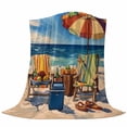 thumbnail image 6 of Coastal Beach Blanket Soft Cozy Warm Twin Blanket for Bed, Plush Fuzzy Flannel Fleece Blankets for Sofa, Vintage Summer Ocean Sea Wave Oil Painting Throw Blankets for Couch, Gifts for Men, 60"x80", 6 of 9