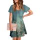 thumbnail image 4 of Vestido Corto de Verano Moda Gradiente Corto de Manga en V Cuello Vestido Casual, Poliéster Ligero de Verano, Lavado de Manos, 4 of 9