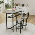 thumbnail image 4 of Topcobe 3-Piece Compact Square Bar Table Set, Stylish 2-Piece Pub Dining Chairs, Space-Efficient Kitchen & Living Room Accessory, Gray, 4 of 9