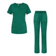 thumbnail image 1 of Adar Indulgence Jr. Fit Womens Scrub Set - Enhanced V-Neck Top/Multi Pocket Pants - 4400 - Hunter Green - 2X, 1 of 7