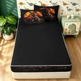 thumbnail image 4 of meiyoeat Vintage Dino Zipper Full Size Comforter Sets with Fitted Sheet and 2 Pillowcases for Men Boys, Volcanic Wildlife Zipper Bedding Set, Black Orange, Black Reversible, 4 Pieces, 4 of 7