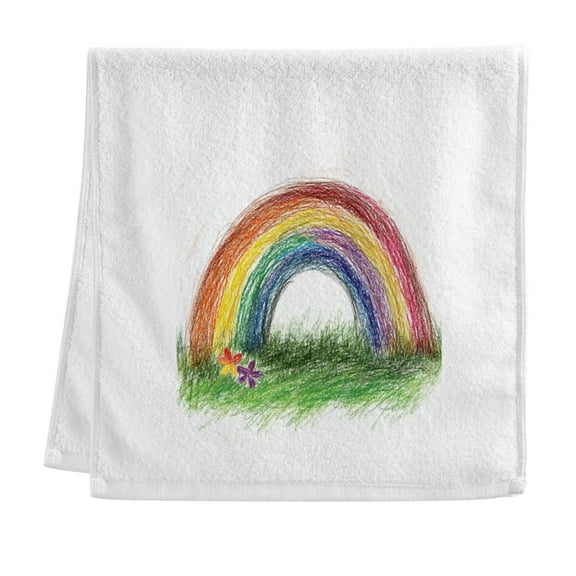 Rainbow Soft Cotton Towel with Vibrant Print, Perfect for Bathroom, Beach, and Travel