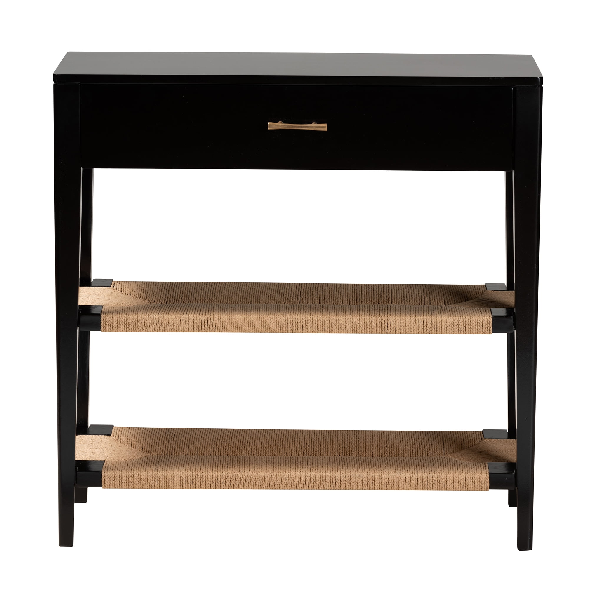 bali & pari Freya Bayur Wood BOHO Console Tables, Black