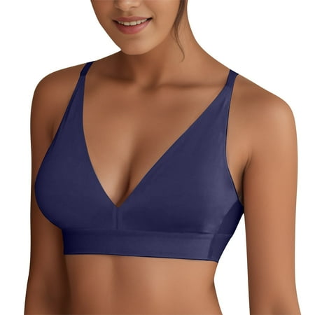 

CAICJ98 Lingerie for Women Women s Comfortable Feel Soft Comfortable Breathable Deep V Ring and Traceless Bra Small Bras for (Blue XL)