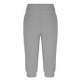 thumbnail image 3 of Wide Leg Pants for Women New Womens Capris Jogger Pants Elastic Waist Solid Stretchy Sweatpant Casual Comfy Athletic Pant with Pockets Track Pants Women Gray XXL, 3 of 6