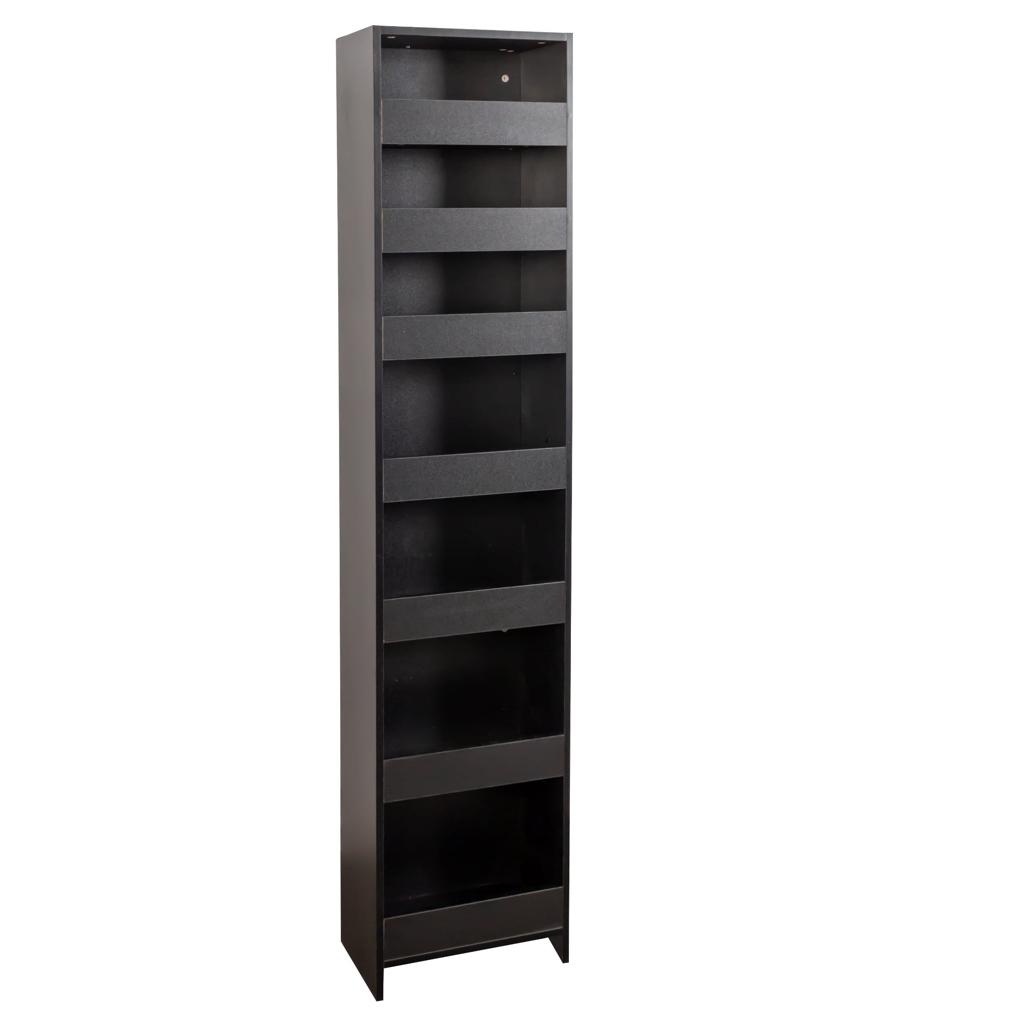 Leumius 7 Tier Multipurpose Pull-out Storage Shelf, Single-sided Open Shelf for Kitchen Living Room and Narrow Spaces Black