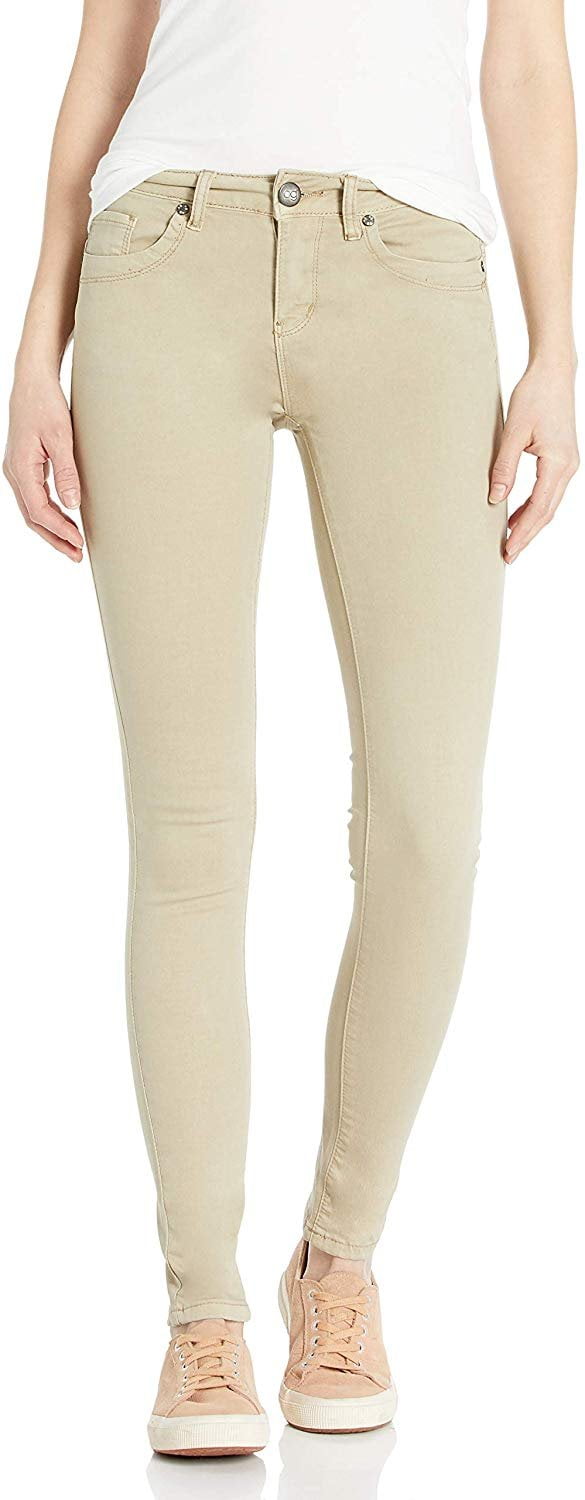 V.I.P.JEANS Women's Skinny Jeans Butt Lift Ankle Juniors, Khaki Beige