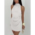 thumbnail image 5 of Minimalist Backless Tie-Up Pleated Mini Dress For Women, 5 of 10