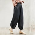 thumbnail image 4 of Fartey Cinch Bottom Wide Leg Pants for Women Summer Casual Solid Color Harem Pants Button Down Elastic Waist Trousers with Pockets,3XL, 4 of 4